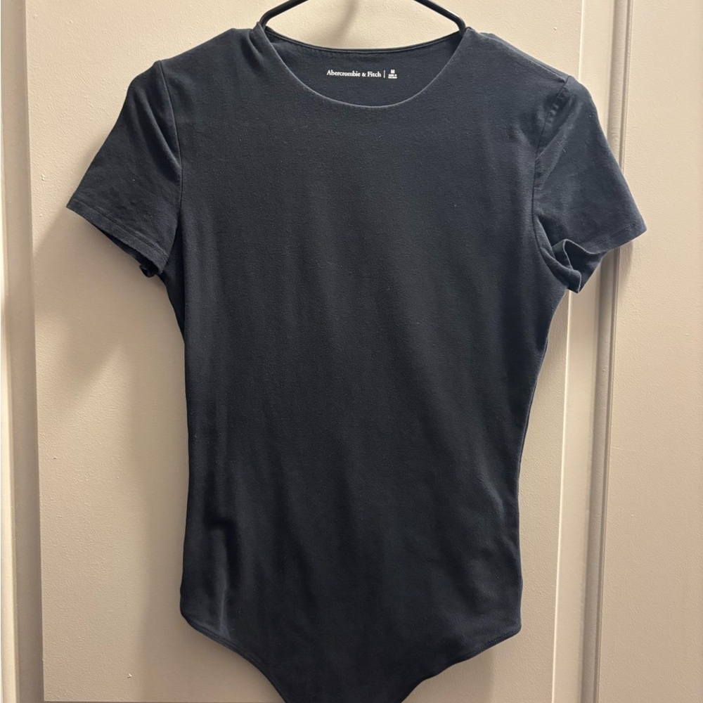 Abercrombie Cotton Seamless Black Short Sleeve Bodysuit